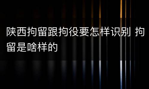 陕西拘留跟拘役要怎样识别 拘留是啥样的