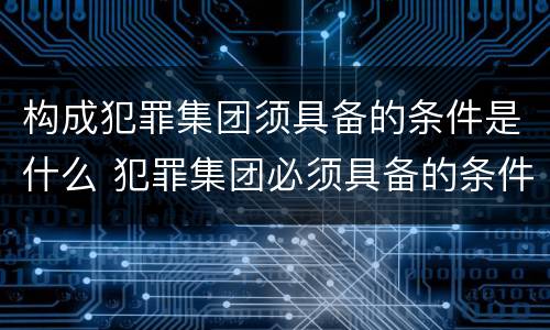 构成犯罪集团须具备的条件是什么 犯罪集团必须具备的条件