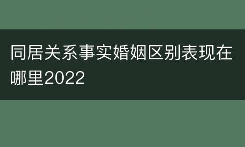 同居关系事实婚姻区别表现在哪里2022