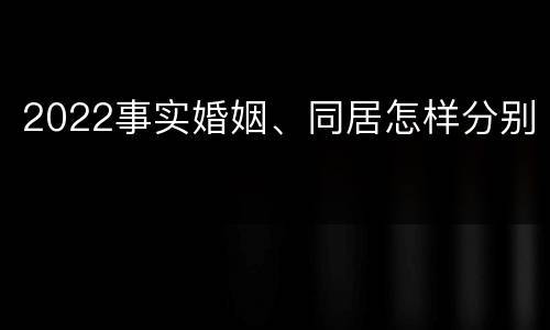 2022事实婚姻、同居怎样分别
