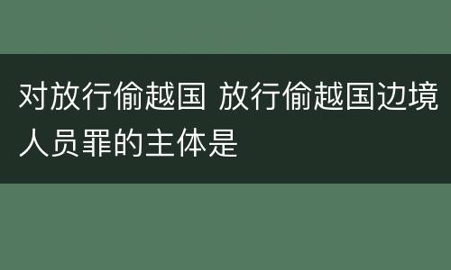 对放行偷越国 放行偷越国边境人员罪的主体是