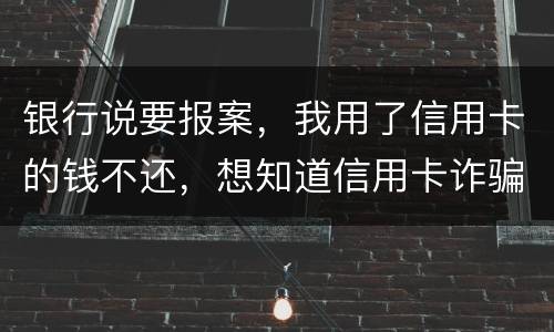 银行说要报案，我用了信用卡的钱不还，想知道信用卡诈骗会判几年