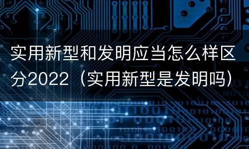 实用新型和发明应当怎么样区分2022（实用新型是发明吗）