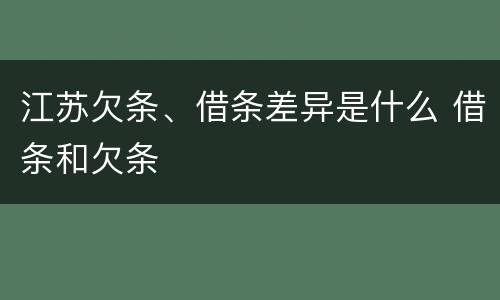 江苏欠条、借条差异是什么 借条和欠条