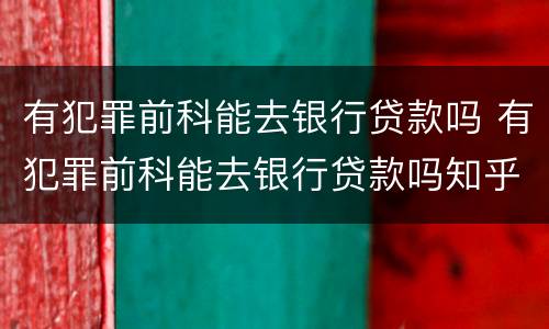 有犯罪前科能去银行贷款吗 有犯罪前科能去银行贷款吗知乎