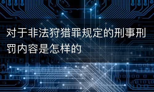 对于非法狩猎罪规定的刑事刑罚内容是怎样的