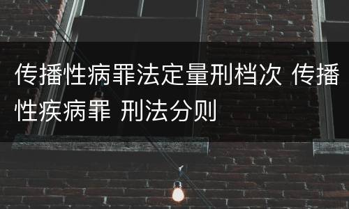传播性病罪法定量刑档次 传播性疾病罪 刑法分则