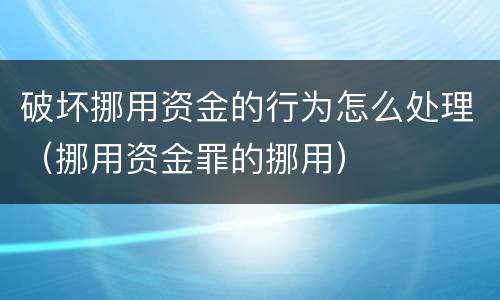 破坏挪用资金的行为怎么处理（挪用资金罪的挪用）