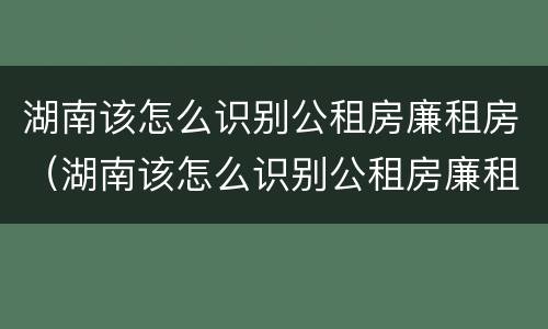 湖南该怎么识别公租房廉租房（湖南该怎么识别公租房廉租房呢）