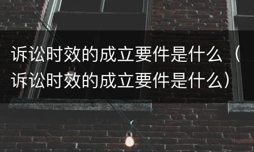 诉讼时效的成立要件是什么（诉讼时效的成立要件是什么）