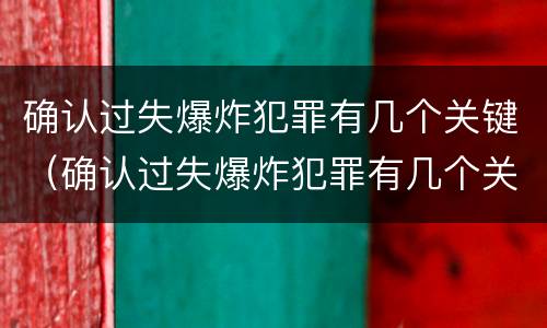 确认过失爆炸犯罪有几个关键（确认过失爆炸犯罪有几个关键人员）