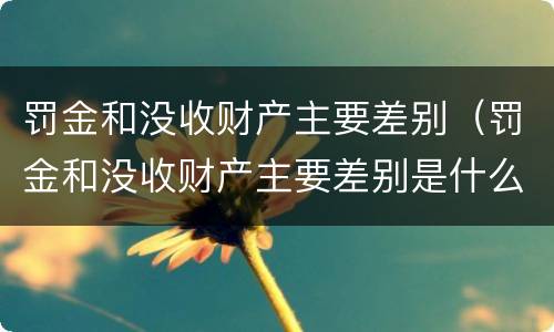 罚金和没收财产主要差别（罚金和没收财产主要差别是什么）