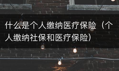 什么是个人缴纳医疗保险（个人缴纳社保和医疗保险）