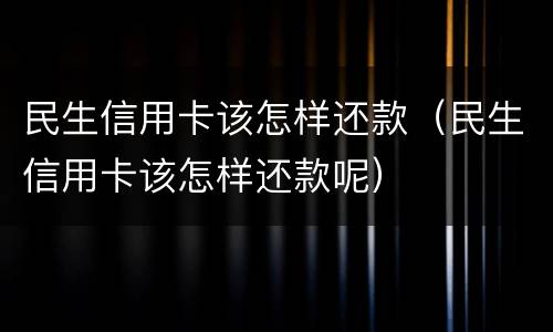 民生信用卡该怎样还款（民生信用卡该怎样还款呢）