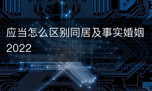 应当怎么区别同居及事实婚姻2022
