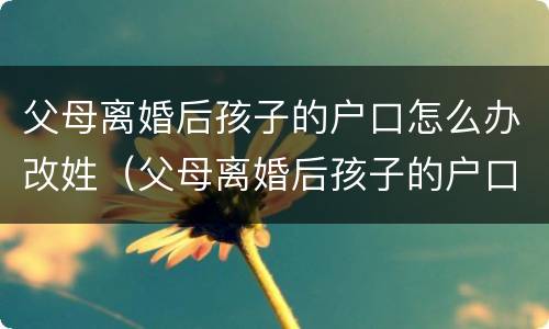 父母离婚后孩子的户口怎么办改姓（父母离婚后孩子的户口变更需要什么手续）