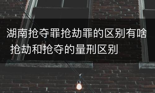 湖南抢夺罪抢劫罪的区别有啥 抢劫和抢夺的量刑区别