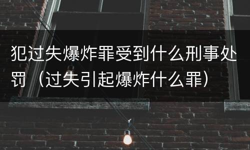 犯过失爆炸罪受到什么刑事处罚（过失引起爆炸什么罪）