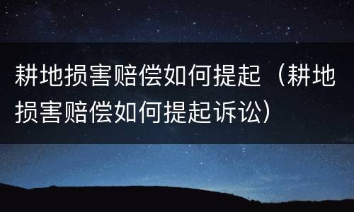 耕地损害赔偿如何提起（耕地损害赔偿如何提起诉讼）