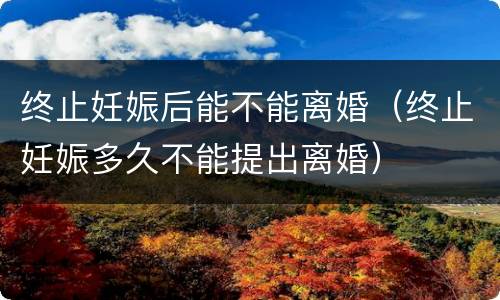 终止妊娠后能不能离婚（终止妊娠多久不能提出离婚）