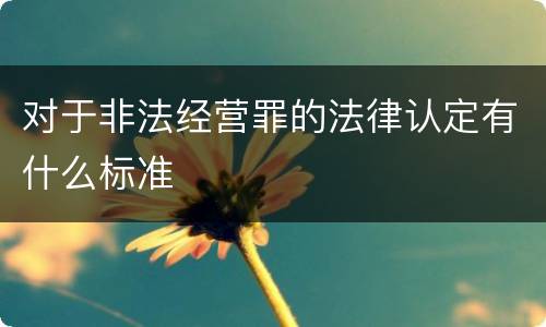 对于非法经营罪的法律认定有什么标准