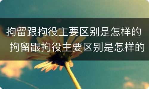 拘留跟拘役主要区别是怎样的 拘留跟拘役主要区别是怎样的呢