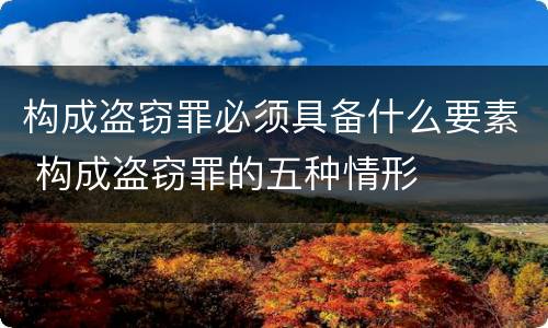 构成盗窃罪必须具备什么要素 构成盗窃罪的五种情形