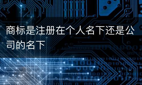 商标是注册在个人名下还是公司的名下