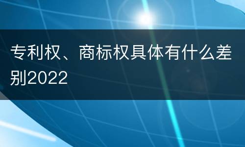 专利权、商标权具体有什么差别2022