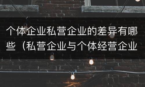 个体企业私营企业的差异有哪些（私营企业与个体经营企业的区别）