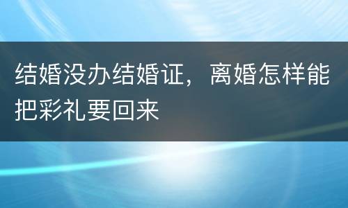 结婚没办结婚证，离婚怎样能把彩礼要回来