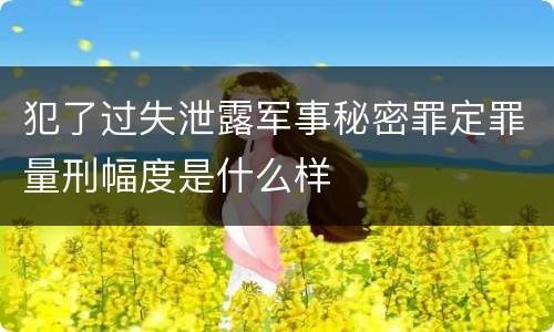 犯了过失泄露军事秘密罪定罪量刑幅度是什么样