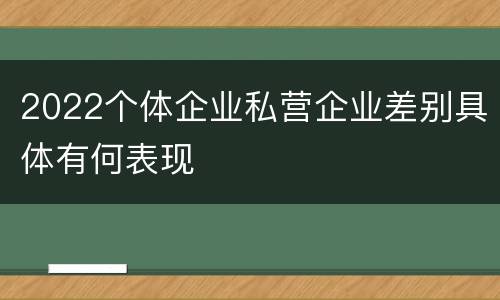 2022个体企业私营企业差别具体有何表现