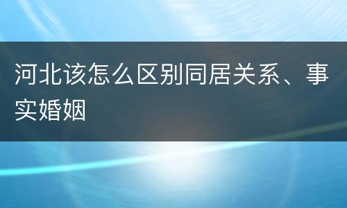 河北该怎么区别同居关系、事实婚姻