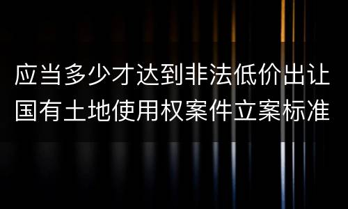 应当多少才达到非法低价出让国有土地使用权案件立案标准