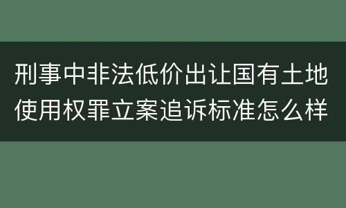 刑事中非法低价出让国有土地使用权罪立案追诉标准怎么样认定