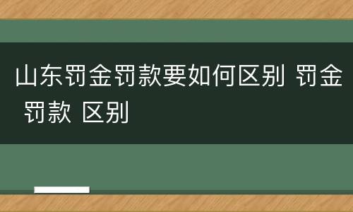 山东罚金罚款要如何区别 罚金 罚款 区别