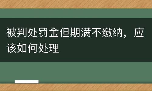 被判处罚金但期满不缴纳，应该如何处理