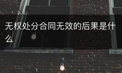 无权处分合同无效的后果是什么