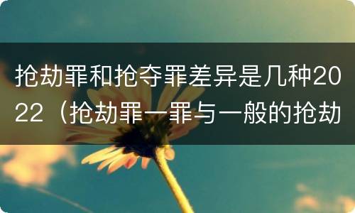 抢劫罪和抢夺罪差异是几种2022（抢劫罪一罪与一般的抢劫罪区别）