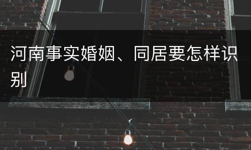 河南事实婚姻、同居要怎样识别