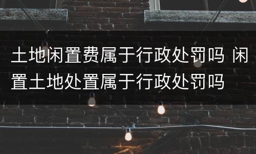 土地闲置费属于行政处罚吗 闲置土地处置属于行政处罚吗