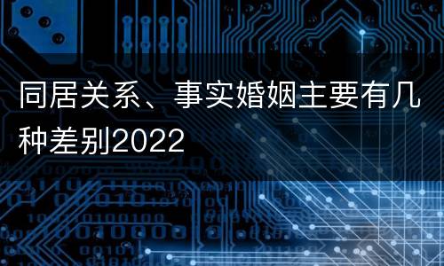 同居关系、事实婚姻主要有几种差别2022