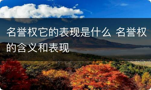 名誉权它的表现是什么 名誉权的含义和表现