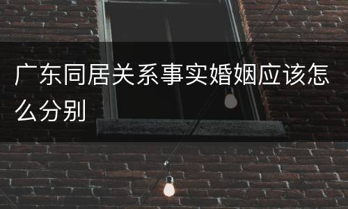 广东同居关系事实婚姻应该怎么分别