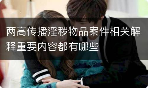 两高传播淫秽物品案件相关解释重要内容都有哪些