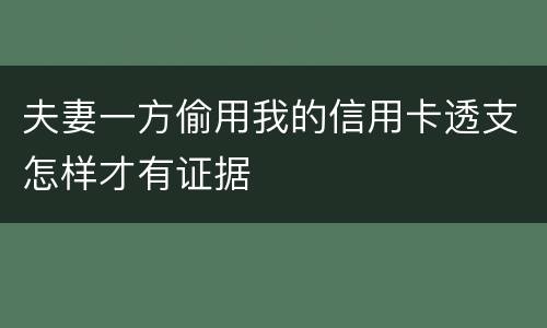 夫妻一方偷用我的信用卡透支怎样才有证据