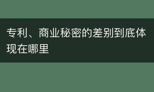专利、商业秘密的差别到底体现在哪里