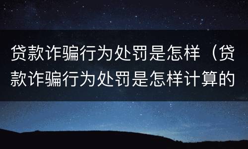 贷款诈骗行为处罚是怎样（贷款诈骗行为处罚是怎样计算的）