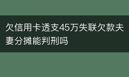 欠信用卡透支45万失联欠款夫妻分摊能判刑吗